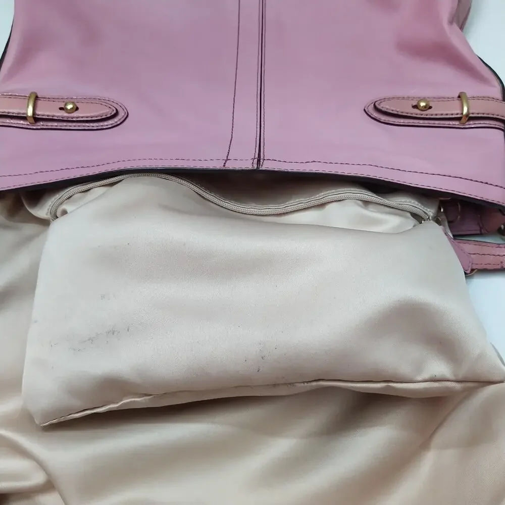 Coach Audrey Pink Leather Zipper Closure Hobo Shoulder bag